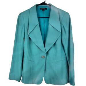 Lafayette 148 Merino Wool Silk Blazer Light Green Size 8 Single Button Business